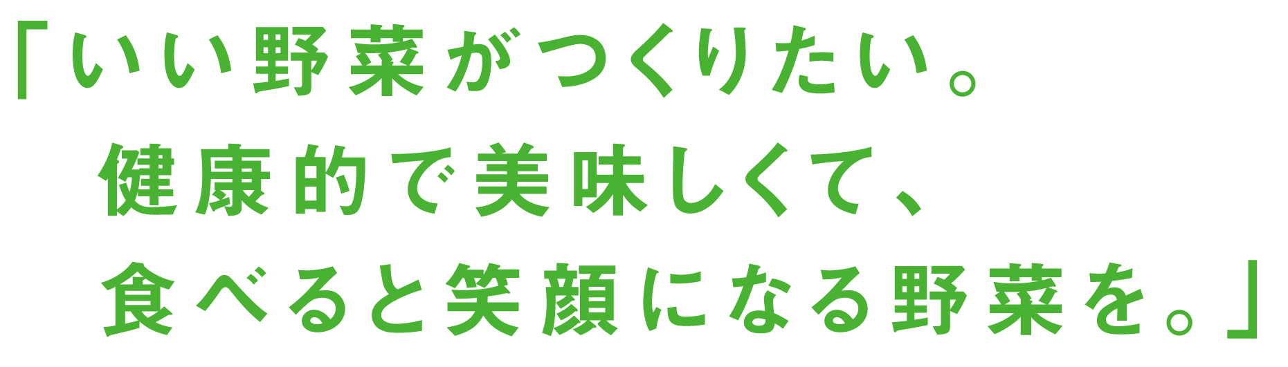 「いい野菜がつくりたい。健康的で美味しくて、食べると笑顔になる野菜を。」